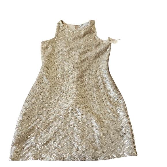 NWT Impeccable Pig Racerback Gold Sequin Sleeveless Mini Dress Size Small - Picture 3 of 9